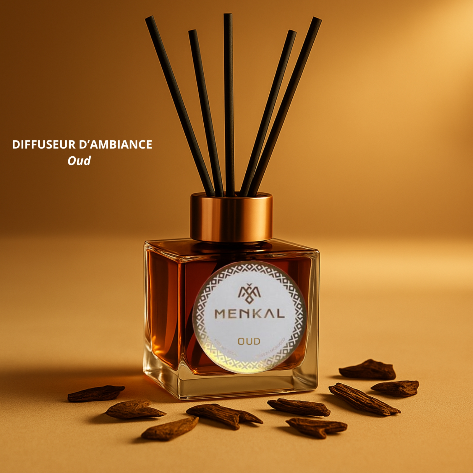 Menkal Parfums Pack Traditionnel &ndash; Diffuseurs d&rsquo;Ambiance MENKAL &ndash; Oud, Fleur d&rsquo;Oranger & Musk Ambr&eacute; (3 x 100 ml)
