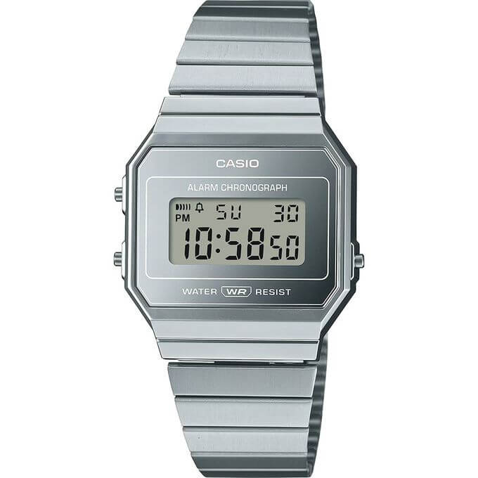 Casio – Vintage Collection – Extra plate – Cadran miroir &amp; bracelet métallique – A700WEV-7A