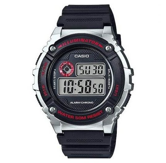 Casio &ndash; Alarme quotidienne &ndash; &Eacute;tanche 50 m&egrave;tres &ndash; Bracelet en silicone noir &ndash; W-216-1CV