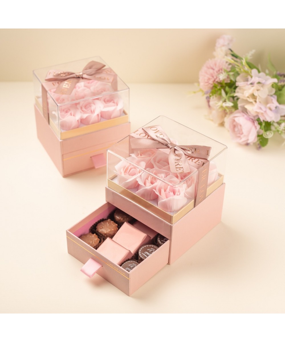 Boite Rose - Fleurs & chocolat
