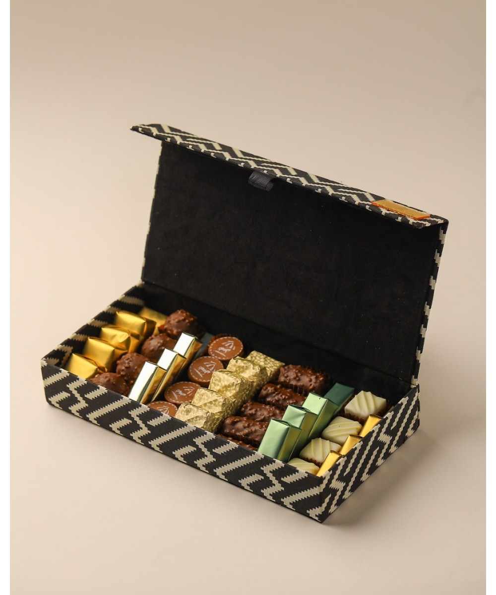 Boite chocolat -Blanc et noir L
